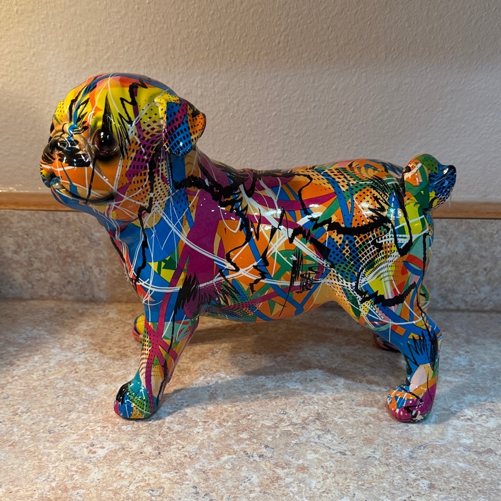 Colorful Abstract Pug Figurine - Picture 4 of 4